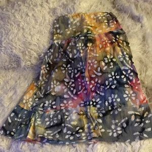 Batik tie dye sundress M strapless dress floral cotton Gauze boho hippie 2ENV
